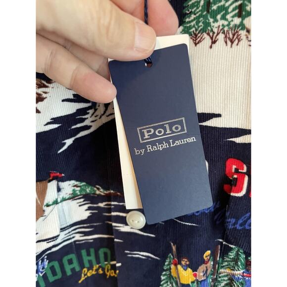 Polo Ralph Lauren Shirt Mens Large Ski Print Corduroy Classic Fit Button Up AOP - Picture 8 of 15